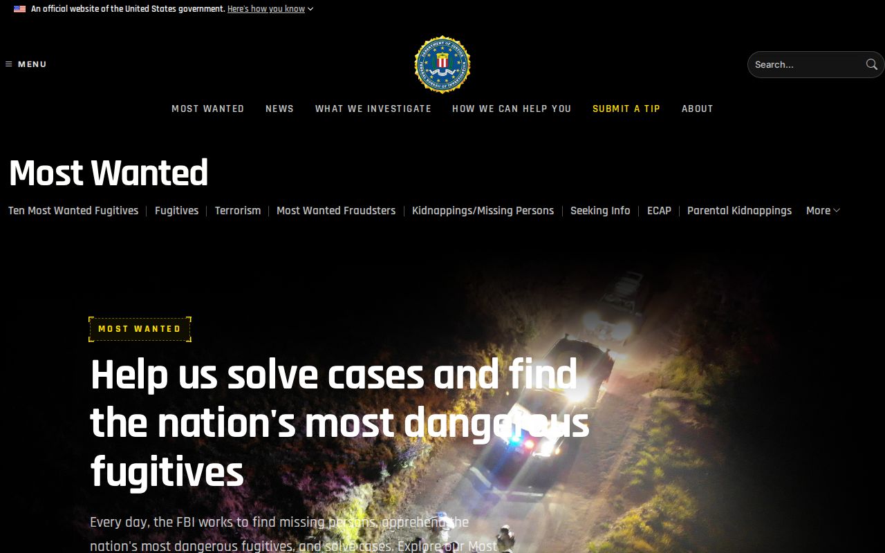 Johnson County most wanted federal official program interface